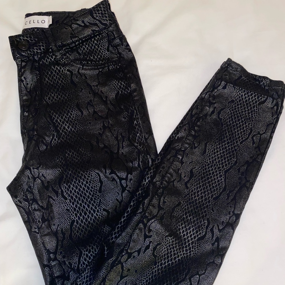 Cello Snakeskin Skinny High-Rise Jeans